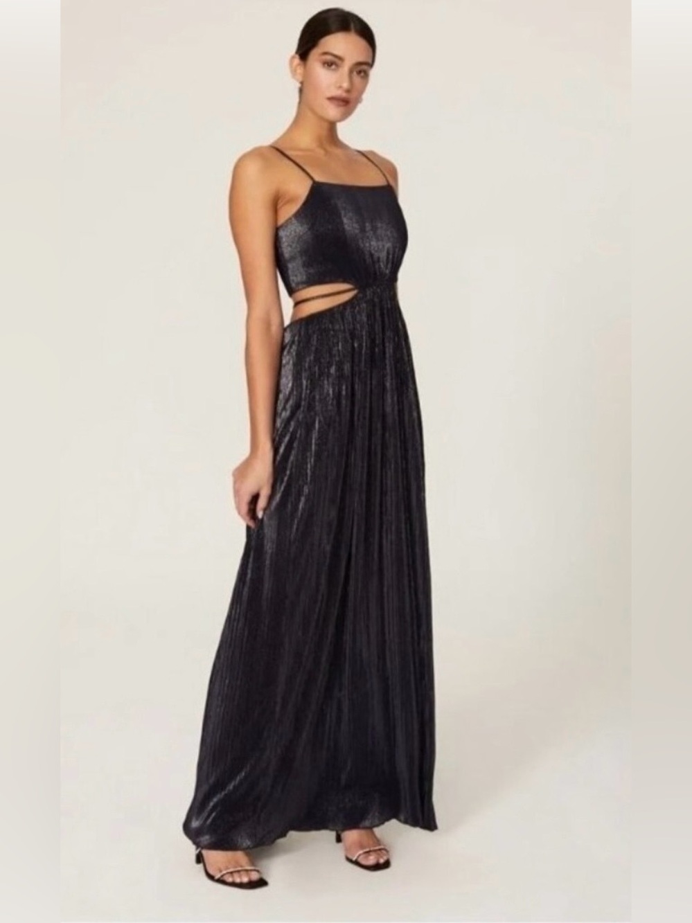NWOT Jonathan Simkhai Daisy Metallic Cutout Pleated Maxi Gown. Size 2 & 4